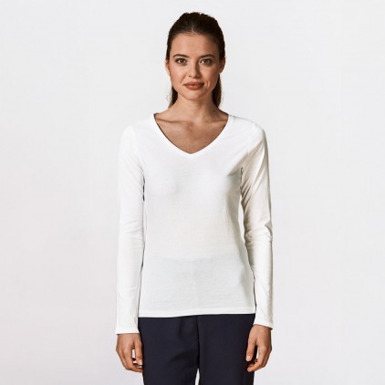 T-shirt manches longues col V Femmes - 00/white (1560_E1_A_A_.jpg)