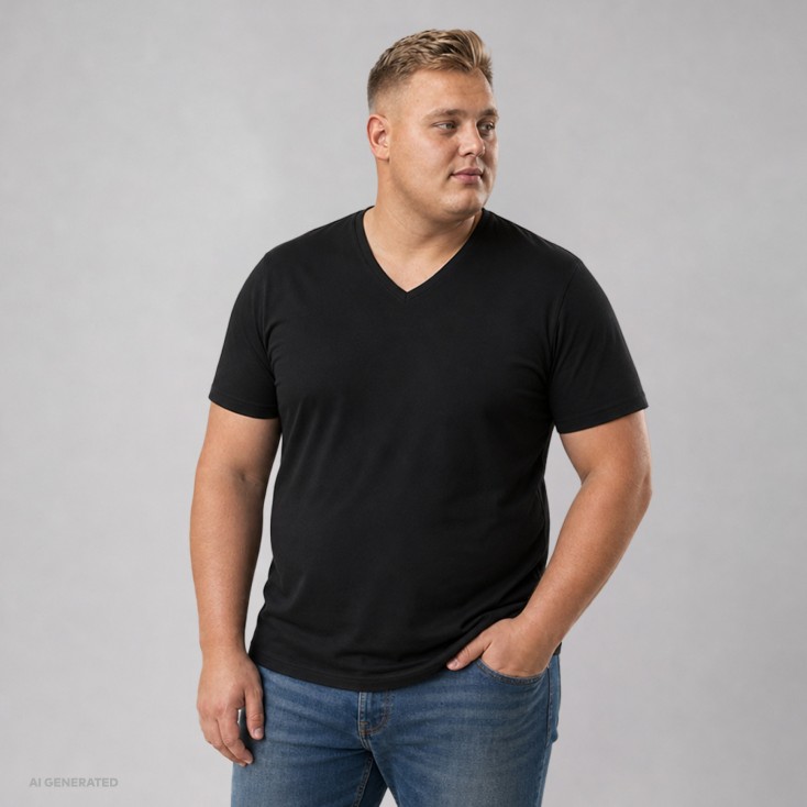 Slim Fit V-Neck T-shirt Plus Size Men - 9D/black (3082_F1_G_K_.jpg)