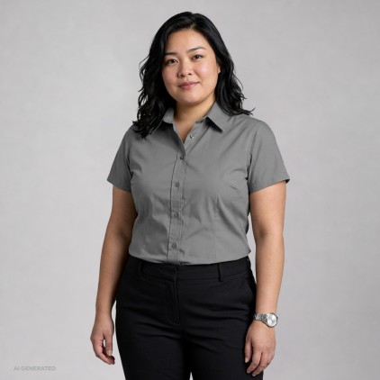 Business Shortsleeve blouse Plus Size Women - SG/steel gray (6305_F1_X_L_.jpg)