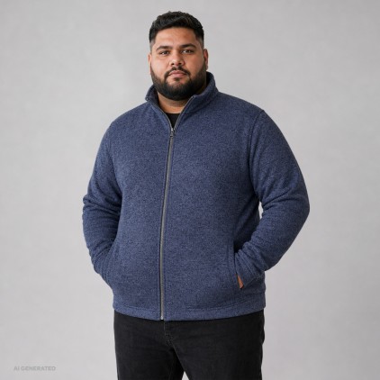Knit fleece Jacket C+ Plus Size Men - HB/heather blue (7720_F1_G_UE.jpg)