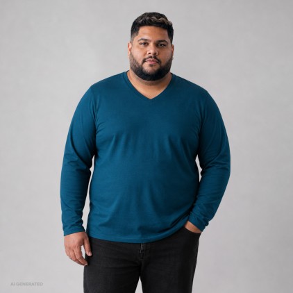 X.O V-Ausschnitt Langarmshirt Plus Size Männer - TS/petrol (1460_F1_C_F_.jpg)