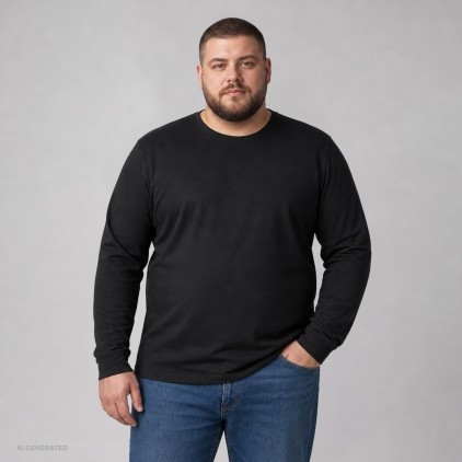 T-shirt manches longues col rond grandes tailles Hommes - 9D/black (1465_F1_G_K_.jpg)