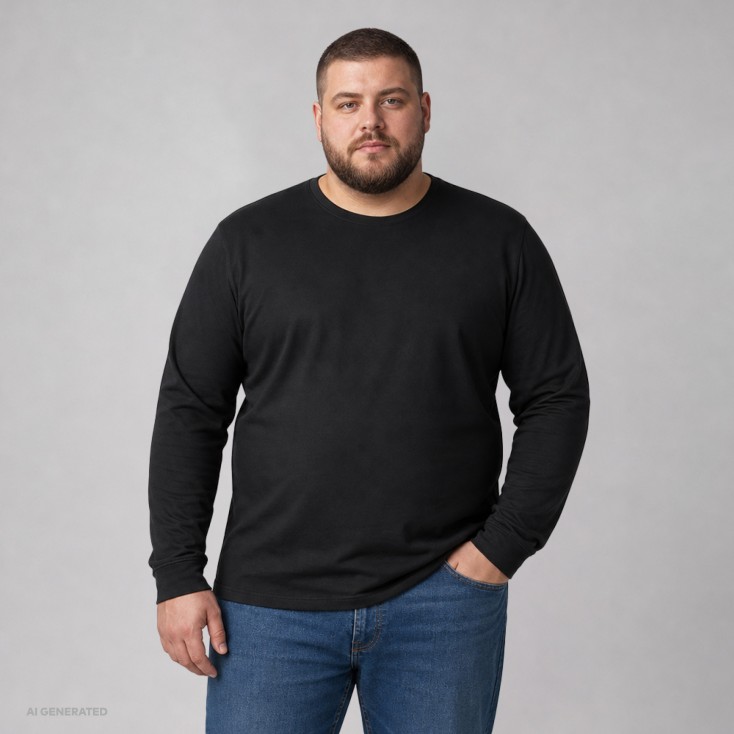 T-shirt manches longues col rond grandes tailles Hommes - 9D/black (1465_F1_G_K_.jpg)