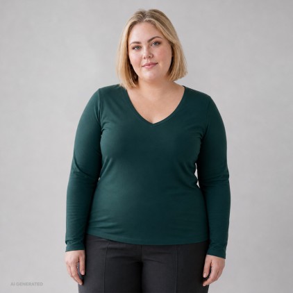 X.O V-Ausschnitt Langarmshirt Plus Size Frauen - G1/alge green (1560_F1_P_6_.jpg)