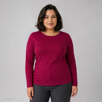 Roundneck longsleeve Plus Size Women - A5/Berry (1565_F1_A_5_.jpg)