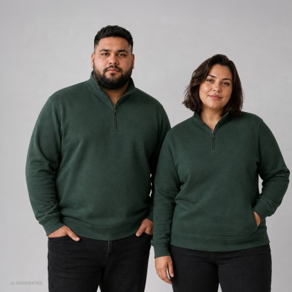 Sweatshirt col camionneur unisexe grandes tailles avec poches - RZ/forest (5052_F1_C_E_.jpg)