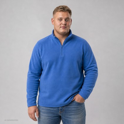 Recycled Fleece Troyer Sweatshirt Plus Size Männer - AZ/azure blue (images7921_F1_A_Z_.jpg)