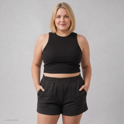 Highwaist Sweatshorts Plus Size Frauen - 9D/black (imagesCS-7505_F1_G_K_.jpg)