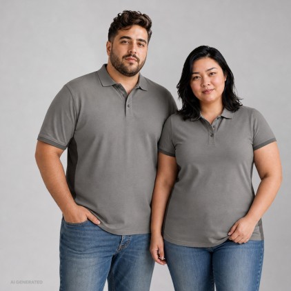 EXCD Kontrast Polo Unisex Plus Size - S5/steel gray-black (images4590_F1_P_D_.jpg)