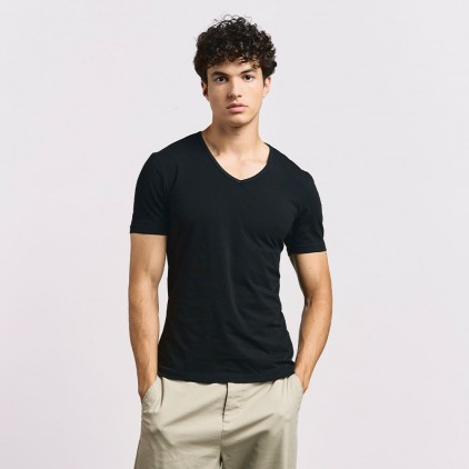 T-shirt slim col V Hommes - 9D/black (images3082_E1_G_K_.jpg)