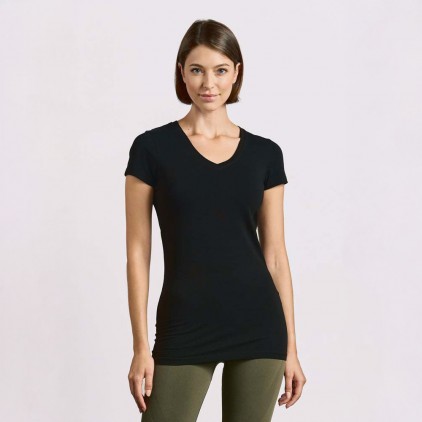 T-shirt long col V slim Femmes - 9D/black (images3087_E1_G_K_.jpg)