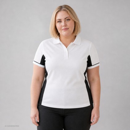 Polo fonctionnel grandes tailles Femmes - WB/white-black (images4525_F1_Y_B_.jpg)
