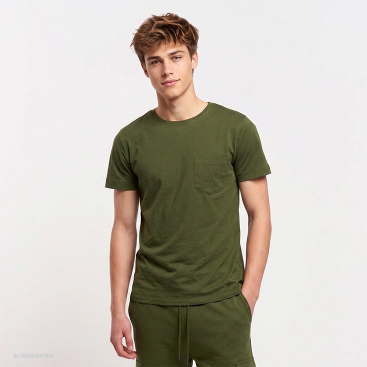 T-shirt with Breast Pocket Men - CS/khaki (imagesCS-6520_E1_C_H_.jpg)