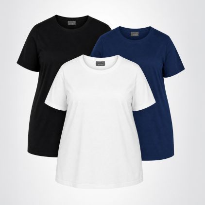 Premium T-Shirt 3-Pack Plus Size - white/navy/black